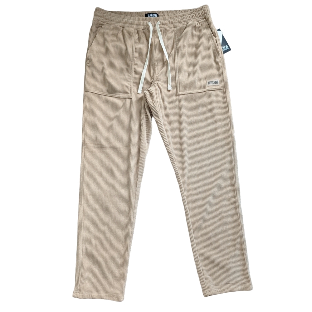 DR Essentials Taupe Tan Corduroy Straight Leg Ribbed Pants NWT Size XL